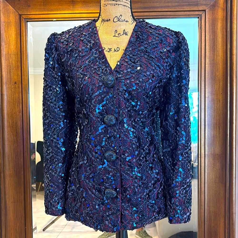 Vintage Karen Lawrence Lace & Sequence Jacket Size 12